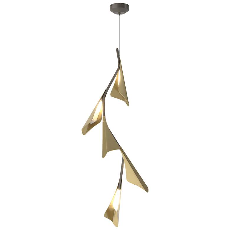 Image 1 Plume 15"W 5-Light Modern Brass and Dark Smoke Standard LED Pendant