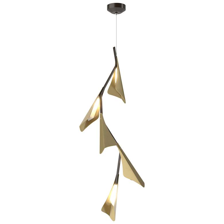 Image 1 Plume 15"W 5-Light Modern Brass and Oil Rubbed Bronze Standard LED Pen