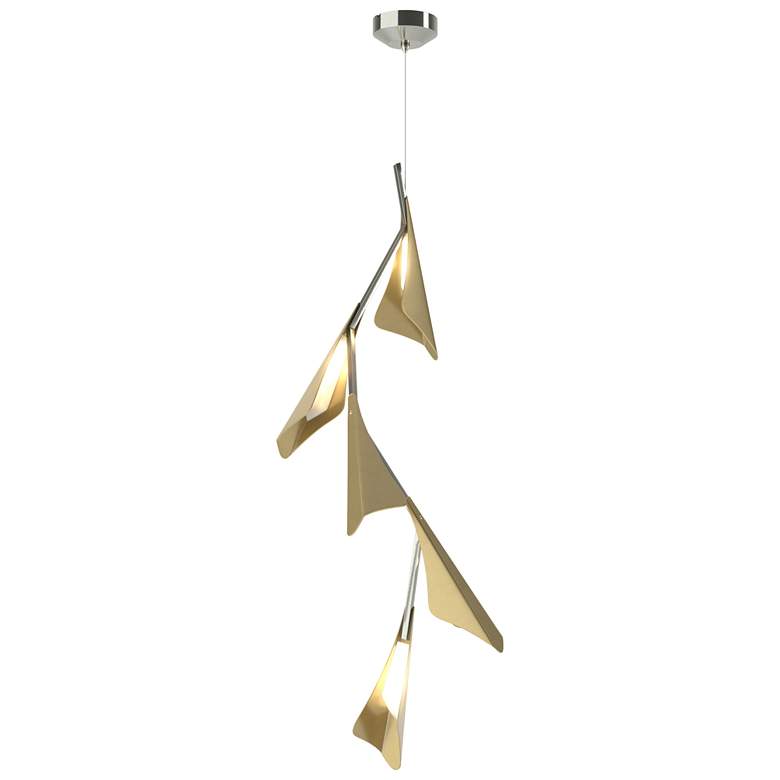 Image 1 Plume 15"W 5-Light Modern Brass and Sterling Standard LED Pendant