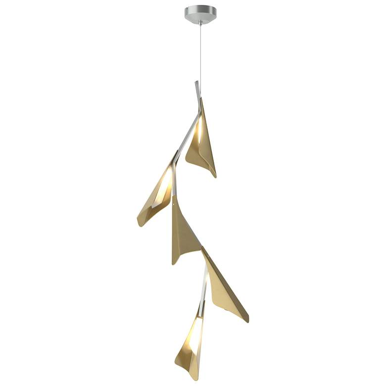 Image 1 Plume 15"W 5-Light Modern Brass and Vintage Platinum Standard LED Pend