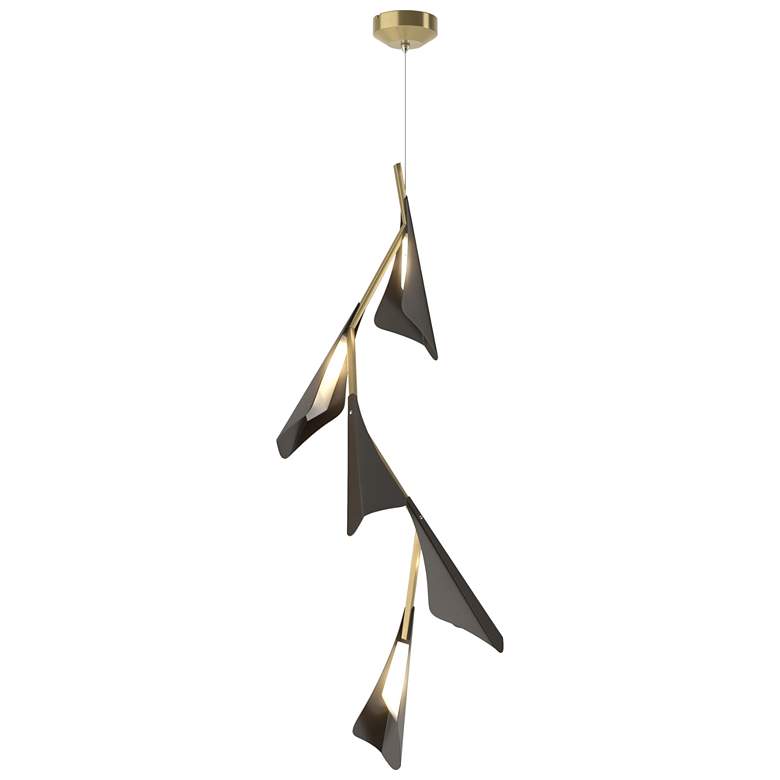 Image 1 Plume 15"W 5-Light Oil Rubbed Bronze and Modern Brass Standard LED Pen