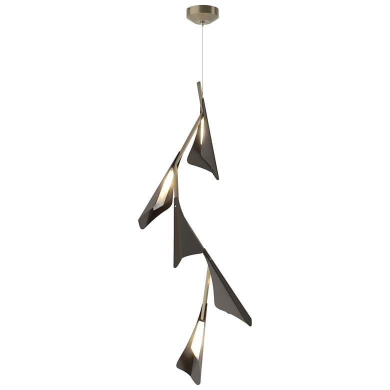 Image 1 Plume 15"W 5-Light Oil Rubbed Bronze and Soft Gold Standard LED Pendan