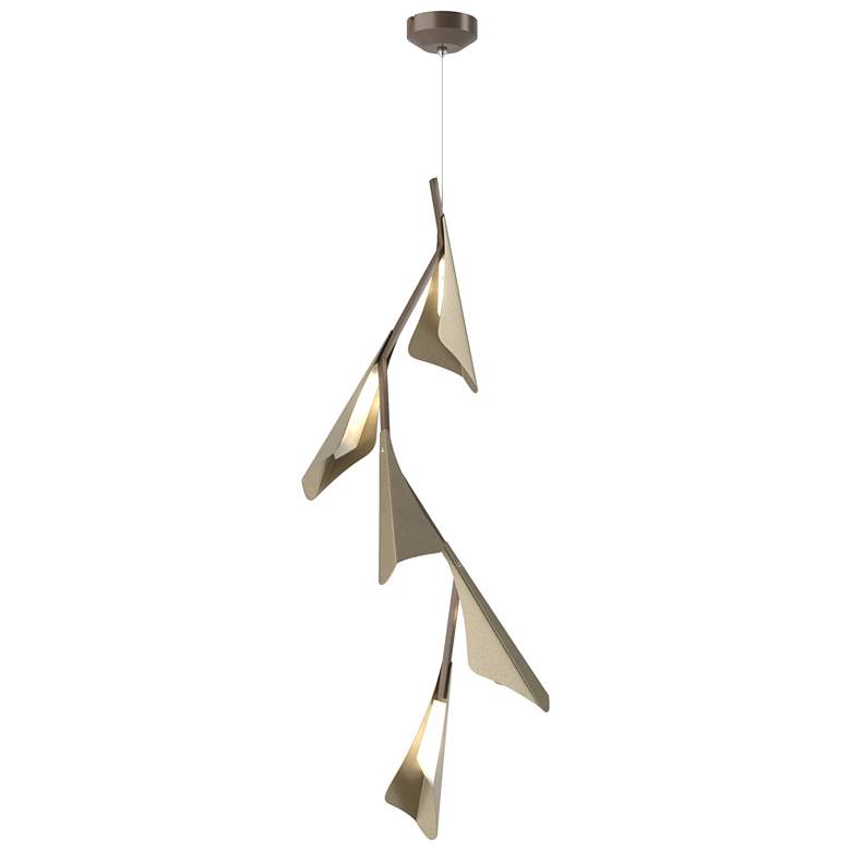 Image 1 Plume 15"W 5-Light Soft Gold and Bronze Standard LED Pendant