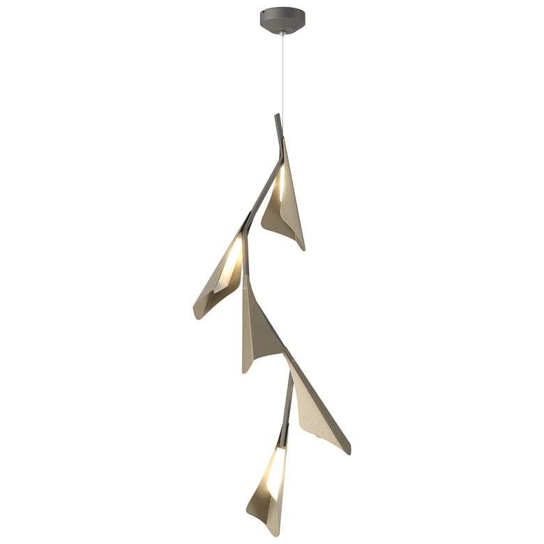 Image 1 Plume 15"W 5-Light Soft Gold and Iron Standard LED Pendant