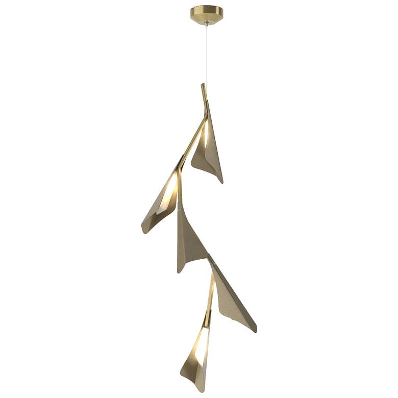 Image 1 Plume 15 inchW 5-Light Soft Gold and Modern Brass Standard LED Pendant