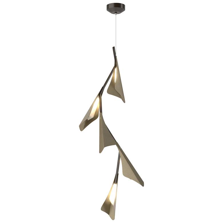 Image 1 Plume 15"W 5-Light Soft Gold and Oil Rubbed Bronze Standard LED Pendan