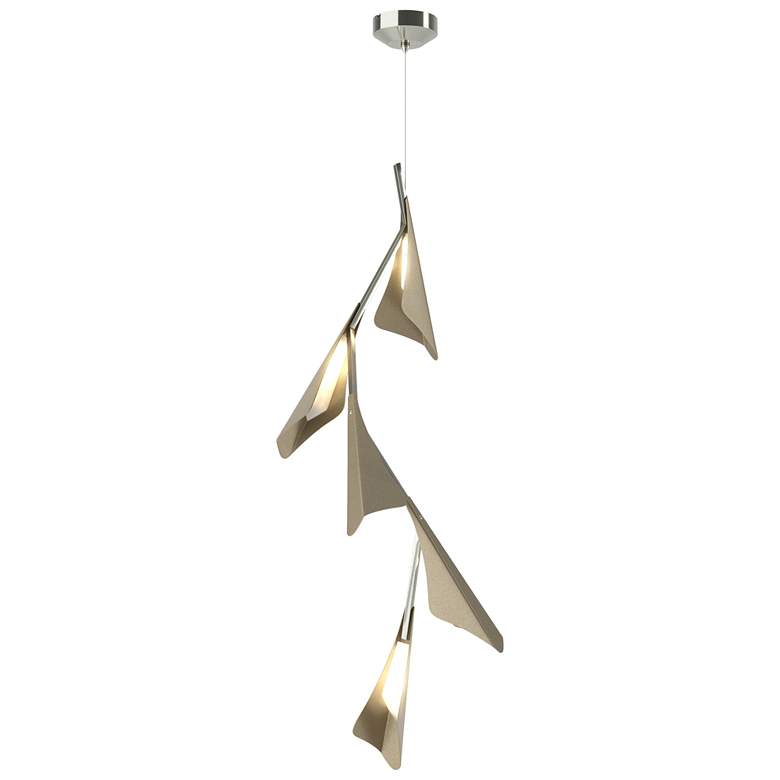 Image 1 Plume 15"W 5-Light Soft Gold and Sterling Standard LED Pendant