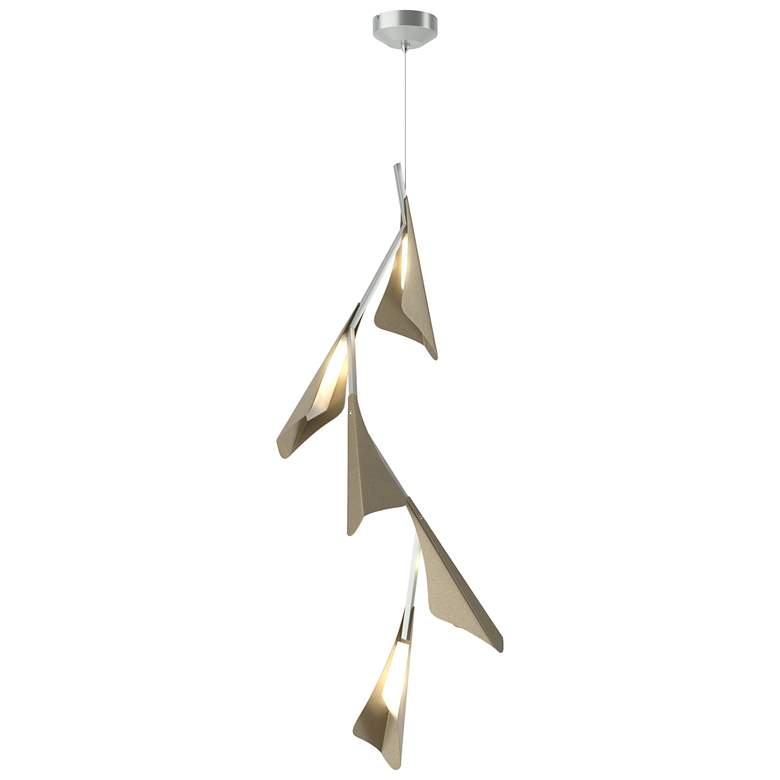 Image 1 Plume 15"W 5-Light Soft Gold and Vintage Platinum Standard LED Pendant