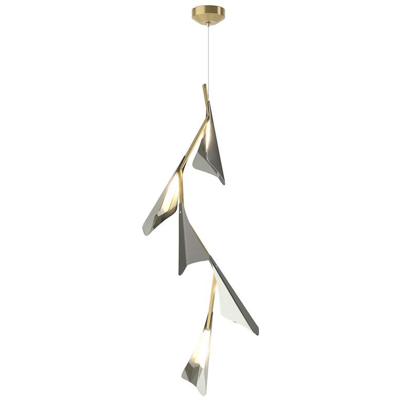 Image 1 Plume 15"W 5-Light Sterling and Modern Brass Standard LED Pendant