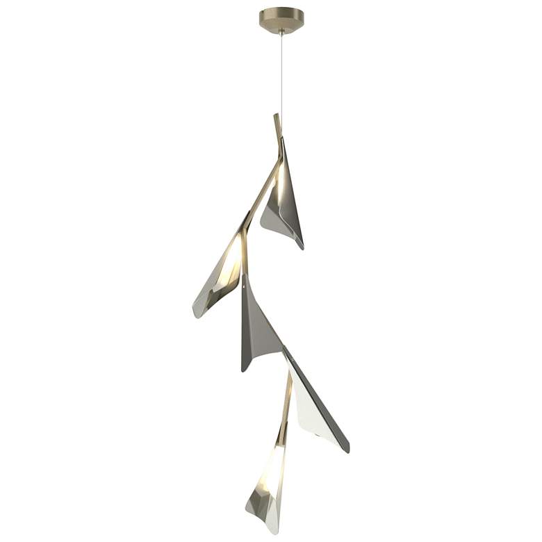 Image 1 Plume 15"W 5-Light Sterling and Soft Gold Standard LED Pendant
