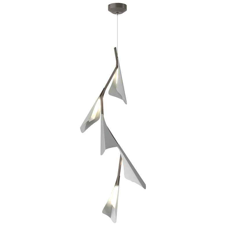 Image 1 Plume 15"W 5-Light Vintage Platinum and Dark Smoke Standard LED Pendan