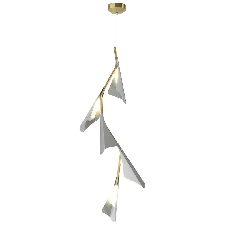 Image 1 Plume 15"W 5-Light Vintage Platinum and Modern Brass Standard LED Pend