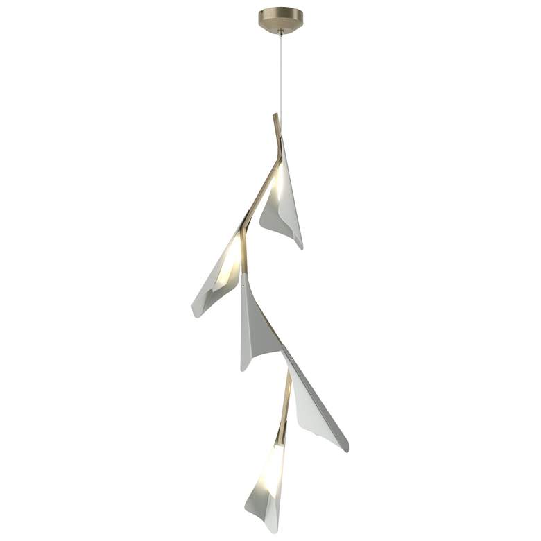 Image 1 Plume 15"W 5-Light Vintage Platinum and Soft Gold Standard LED Pendant
