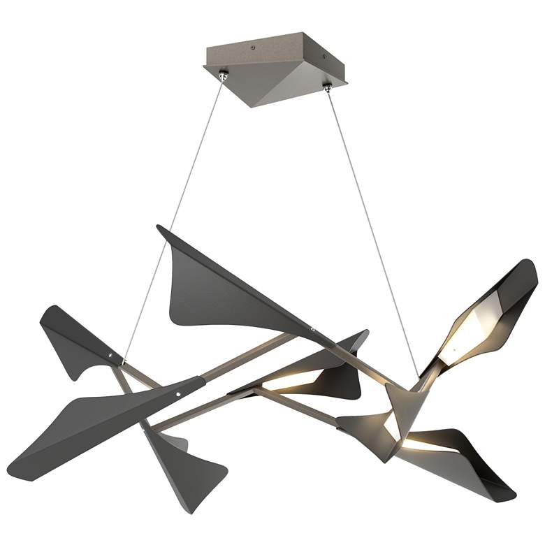 Image 1 Plume 37.6"W 8-Light Black and Dark Smoke Standard LED Pendant