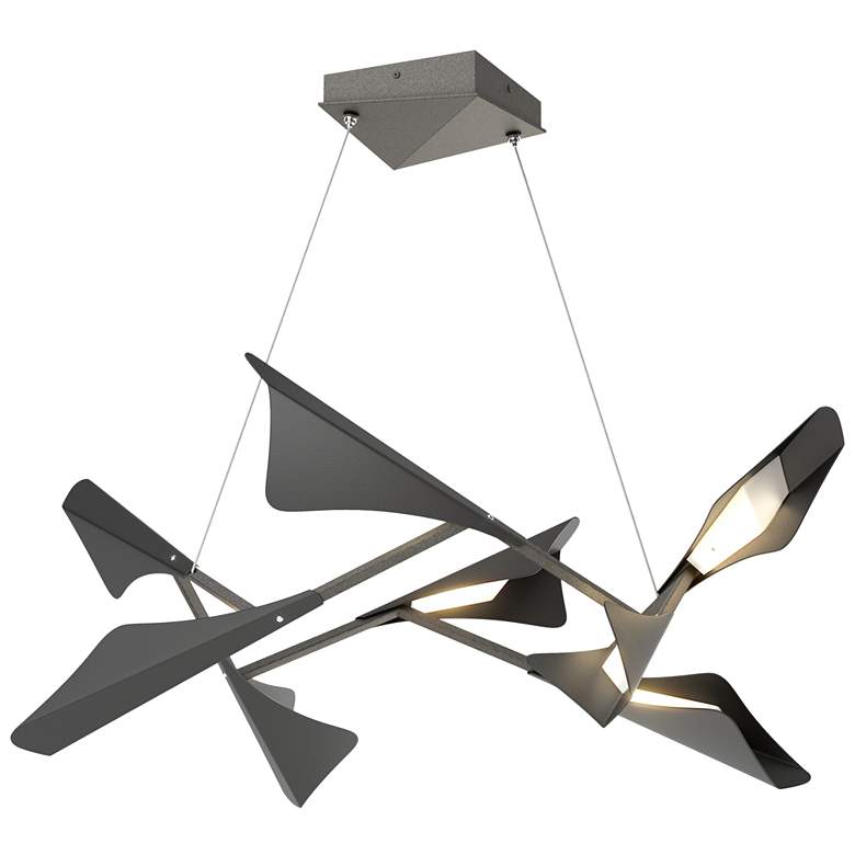 Image 1 Plume 37.6"W 8-Light Black and Iron Standard LED Pendant