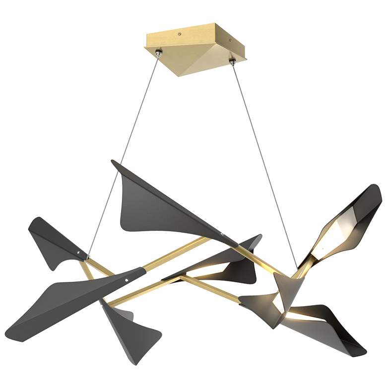 Image 1 Plume 37.6"W 8-Light Black and Modern Brass Standard LED Pendant