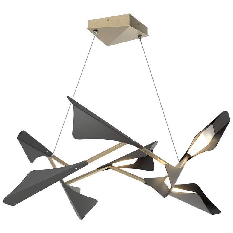 Image 1 Plume 37.6"W 8-Light Black and Soft Gold Standard LED Pendant