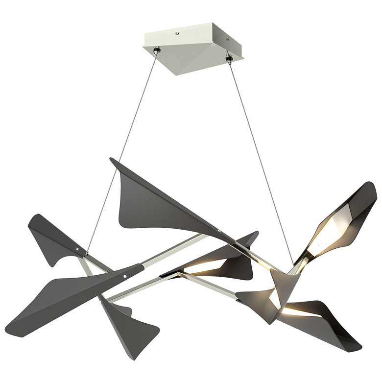 Image 1 Plume 37.6"W 8-Light Black and Sterling Standard LED Pendant