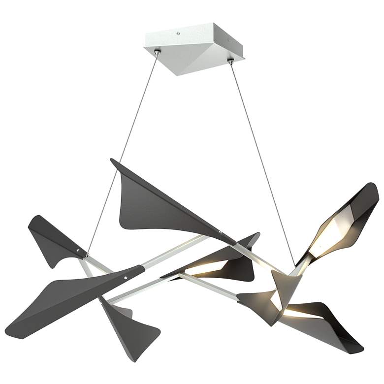 Image 1 Plume 37.6"W 8-Light Black and Vintage Platinum Standard LED Pendant