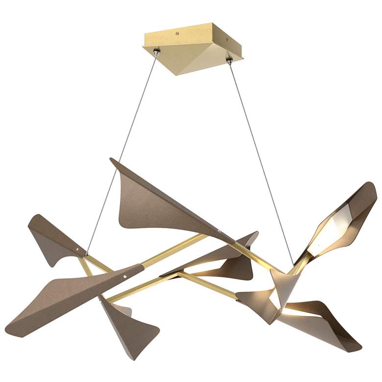 Image 1 Plume 37.6"W 8-Light Bronze and Modern Brass Standard LED Pendant
