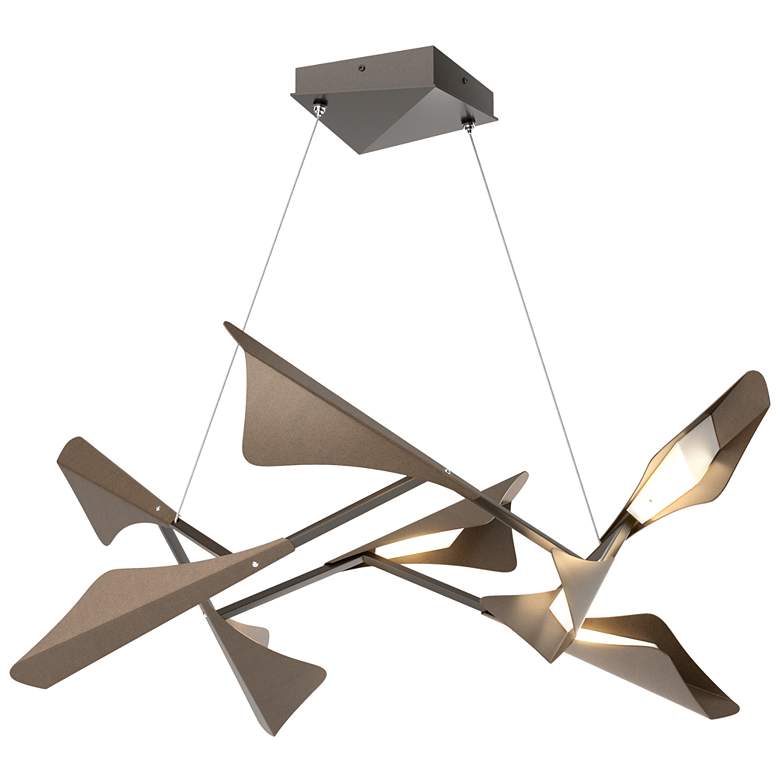 Image 1 Plume 37.6 inchW 8-Light Bronze and Oil Rubbed Bronze Standard LED Pendant