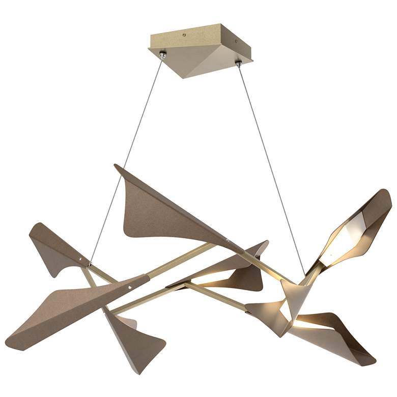 Image 1 Plume 37.6"W 8-Light Bronze and Soft Gold Standard LED Pendant