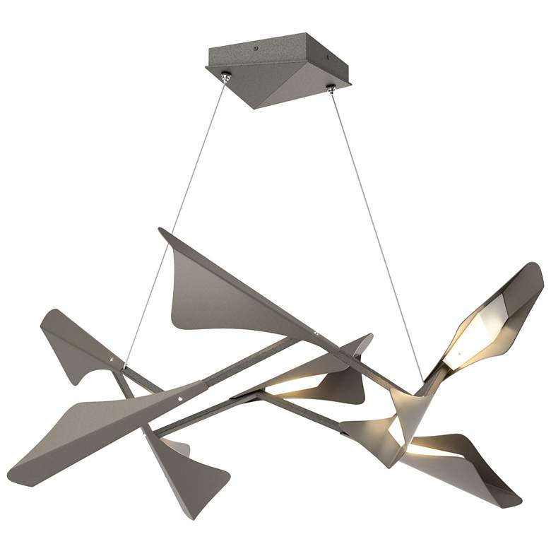 Image 1 Plume 37.6"W 8-Light Dark Smoke and Iron Standard LED Pendant