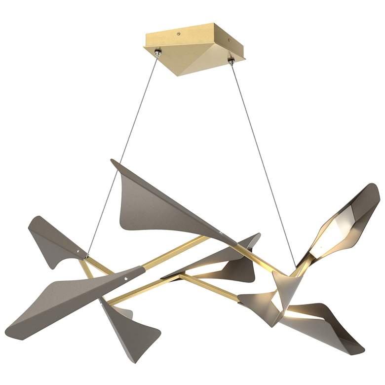 Image 1 Plume 37.6"W 8-Light Dark Smoke and Modern Brass Standard LED Pendant