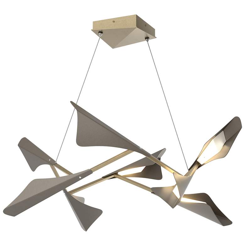 Image 1 Plume 37.6"W 8-Light Dark Smoke and Soft Gold Standard LED Pendant