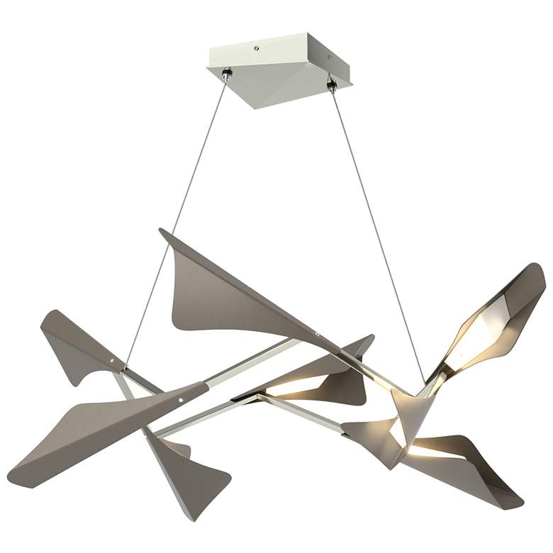Image 1 Plume 37.6"W 8-Light Dark Smoke and Sterling Standard LED Pendant