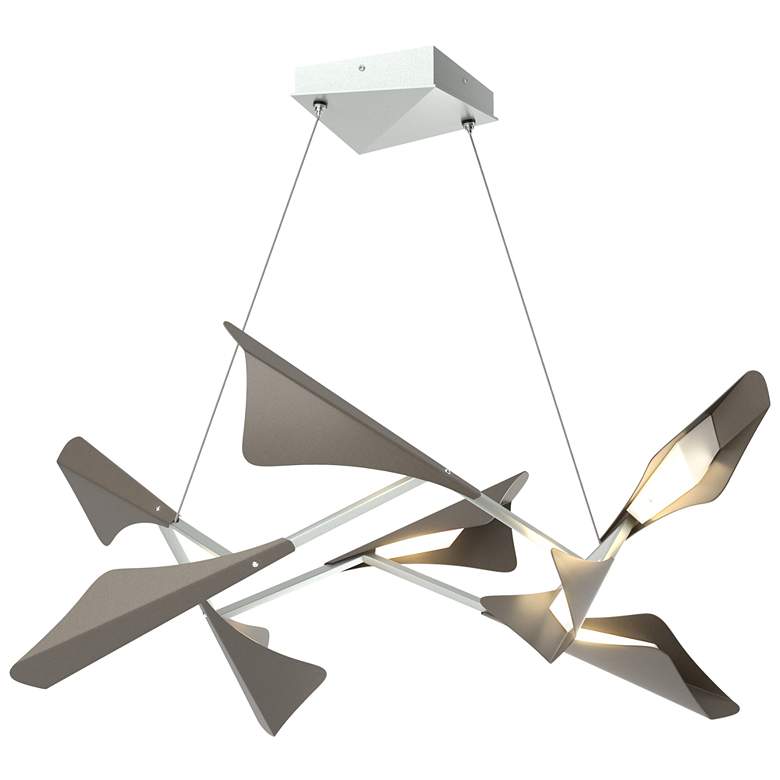 Image 1 Plume 37.6"W 8-Light Dark Smoke and Vintage Platinum Standard LED Pend