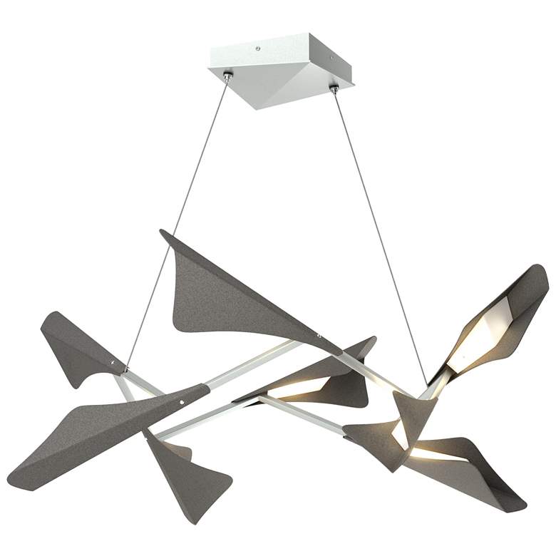 Image 1 Plume 37.6"W 8-Light Iron and Vintage Platinum Standard LED Pendant