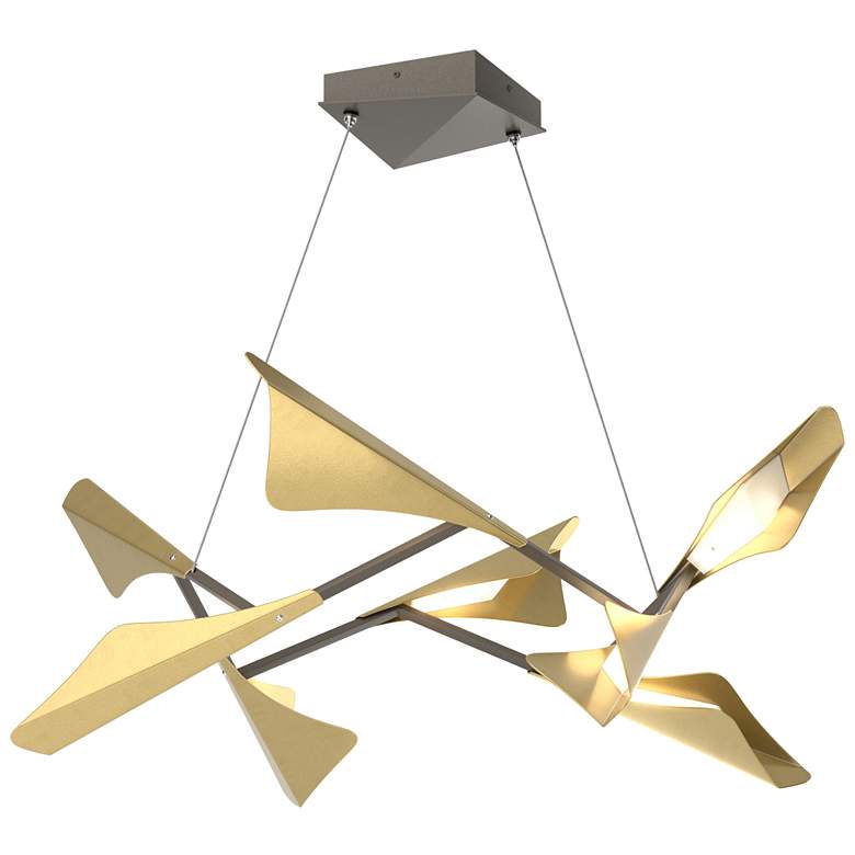 Image 1 Plume 37.6"W 8-Light Modern Brass and Dark Smoke Standard LED Pendant