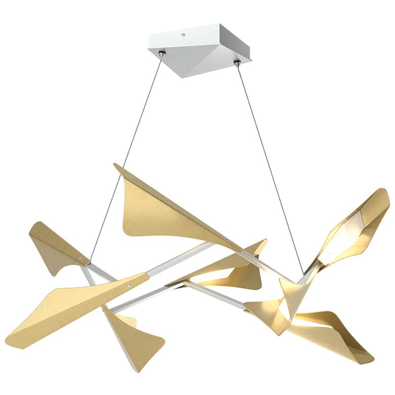 Image 1 Plume 37.6"W 8-Light Modern Brass and Vintage Platinum Standard LED Pe