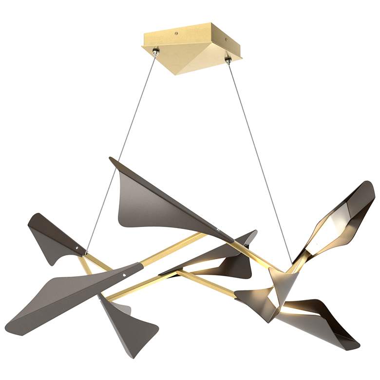 Image 1 Plume 37.6"W 8-Light Oil Rubbed Bronze and Brass Standard LED Pendant