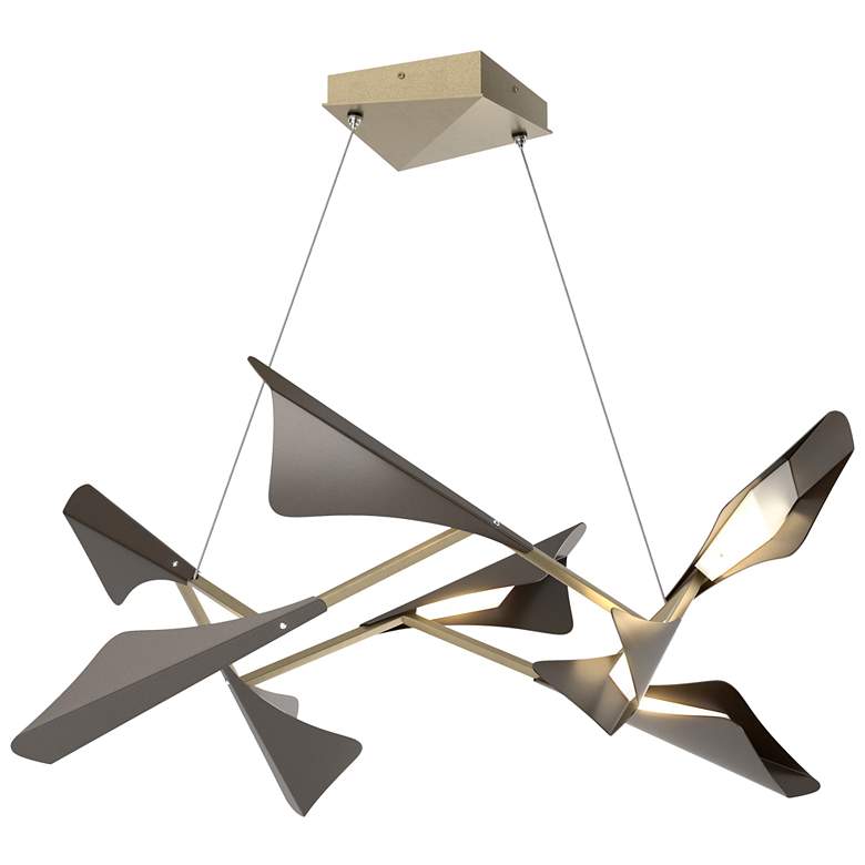 Image 1 Plume 37.6 inchW 8-Light Oil Rubbed Bronze and Soft Gold Standard LED Pend