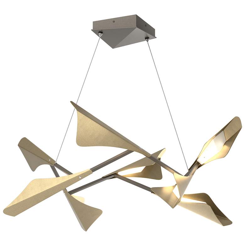 Image 1 Plume 37.6"W 8-Light Soft Gold and Dark Smoke Standard LED Pendant