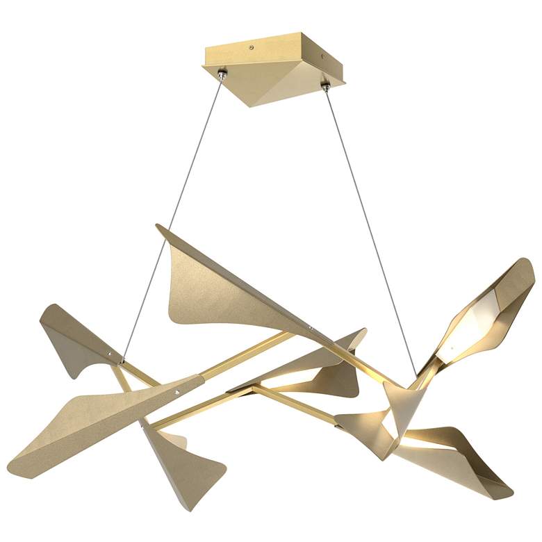 Image 1 Plume 37.6"W 8-Light Soft Gold and Modern Brass Standard LED Pendant