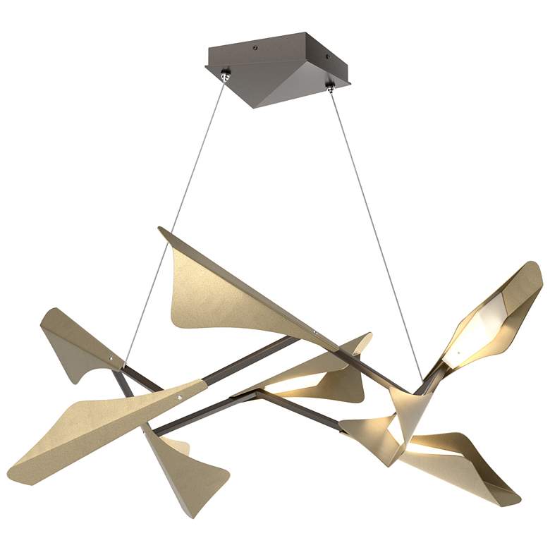 Image 1 Plume 37.6"W 8-Light Soft Gold and Oil Rubbed Bronze Standard LED Pend