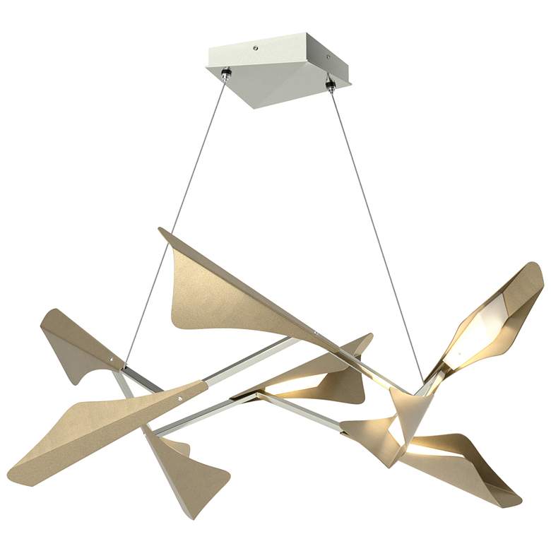 Image 1 Plume 37.6"W 8-Light Soft Gold and Sterling Standard LED Pendant