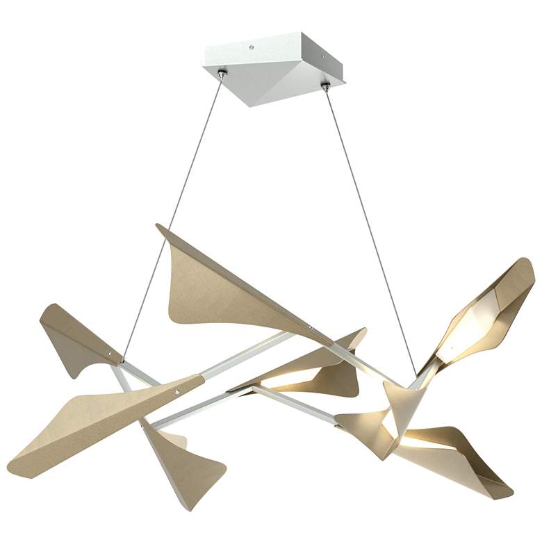 Image 1 Plume 37.6"W 8-Light Soft Gold and Vintage Platinum Standard LED Penda