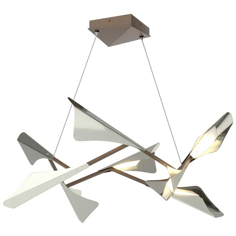 Image 1 Plume 37.6"W 8-Light Sterling and Bronze Standard LED Pendant