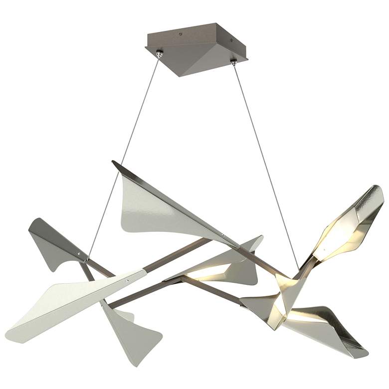 Image 1 Plume 37.6"W 8-Light Sterling and Dark Smoke Standard LED Pendant