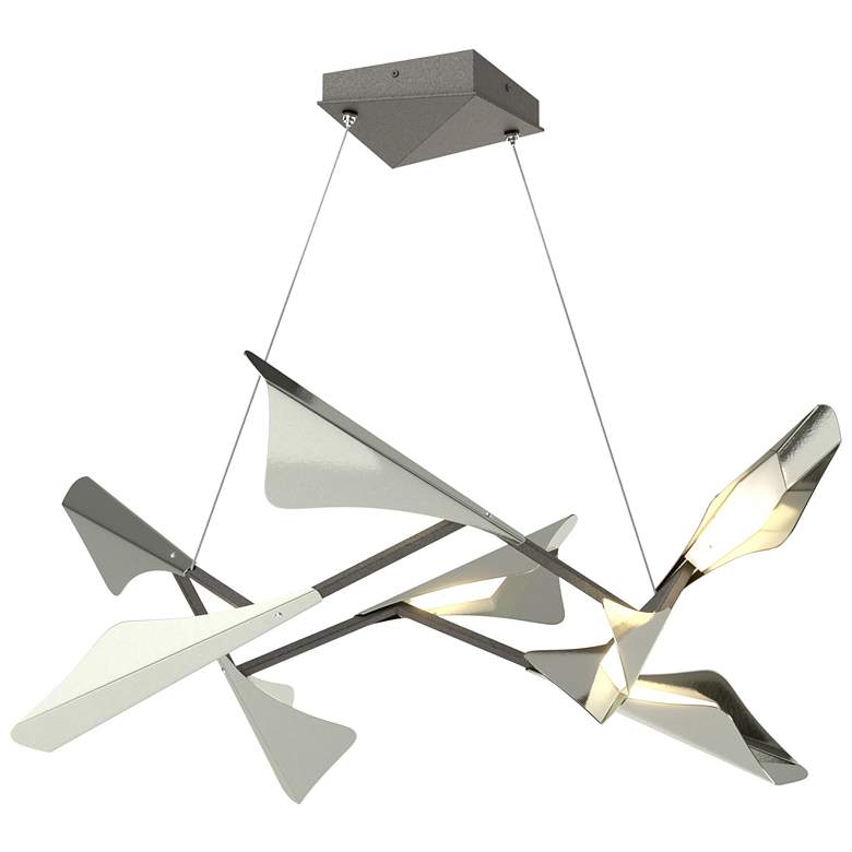 Image 1 Plume 37.6"W 8-Light Sterling and Iron Standard LED Pendant