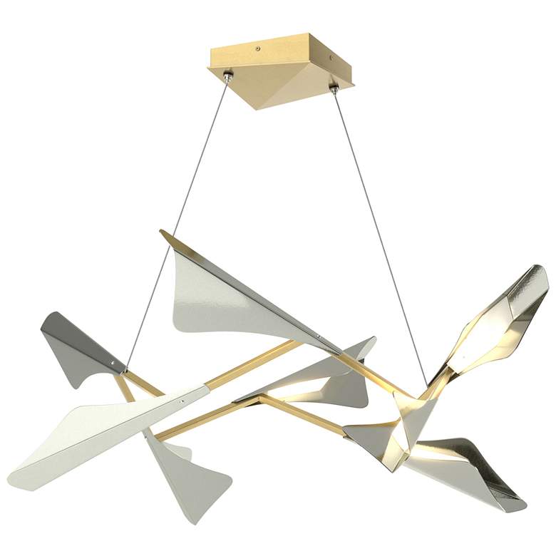 Image 1 Plume 37.6"W 8-Light Sterling and Modern Brass Standard LED Pendant