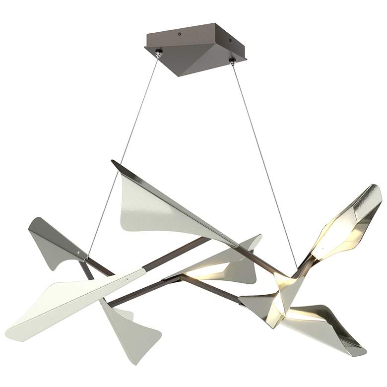 Image 1 Plume 37.6"W 8-Light Sterling and Oil Rubbed Bronze Standard LED Penda