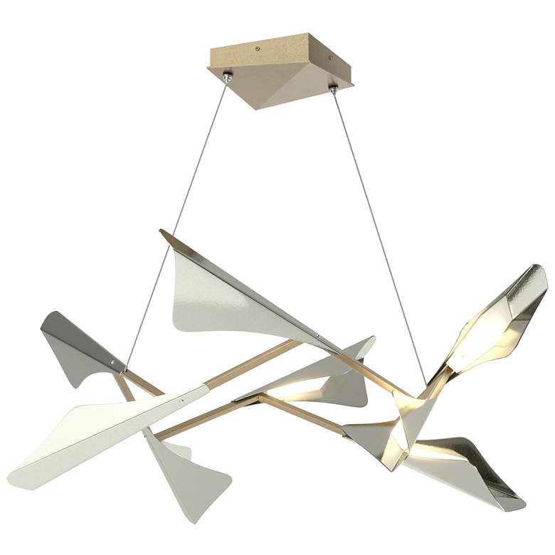 Image 1 Plume 37.6"W 8-Light Sterling and Soft Gold Standard LED Pendant