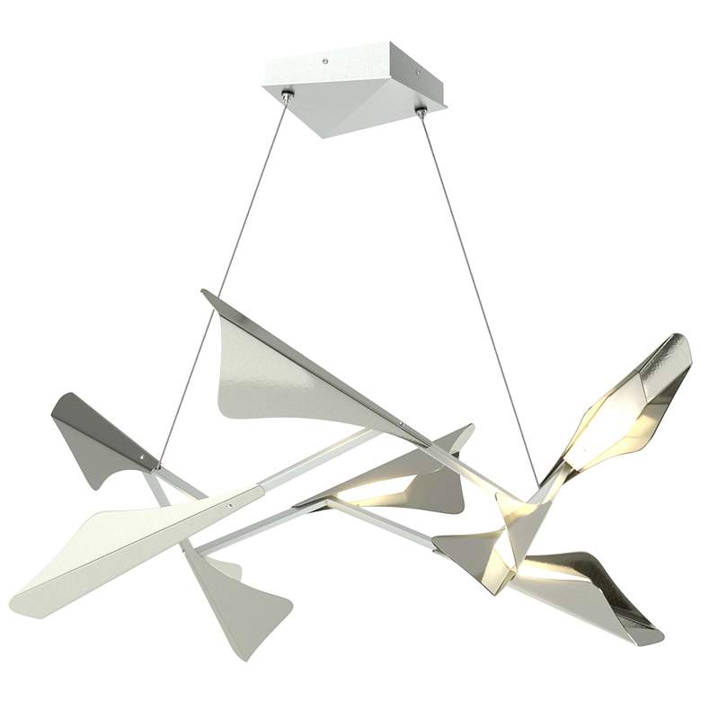 Image 1 Plume 37.6"W 8-Light Sterling and Vintage Platinum Standard LED Pendan