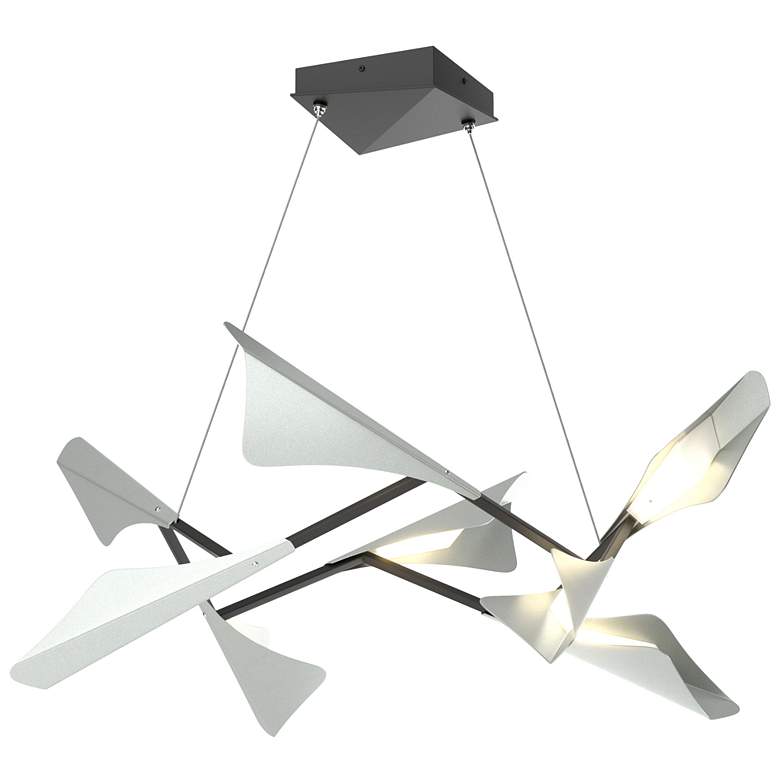 Image 1 Plume 37.6"W 8-Light Vintage Platinum and Black Standard LED Pendant