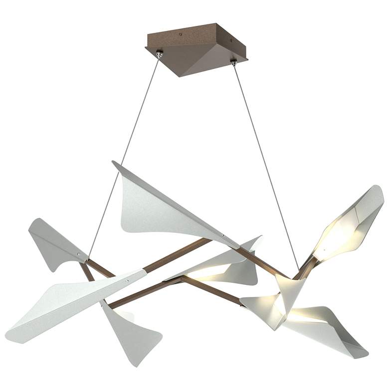 Image 1 Plume 37.6"W 8-Light Vintage Platinum and Bronze Standard LED Pendant